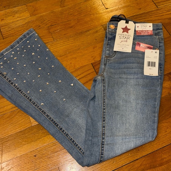 💥💥NWT Imperial star pull on flare, high-rise jeans, girls size 7 Color tracee - Picture 1 of 11
